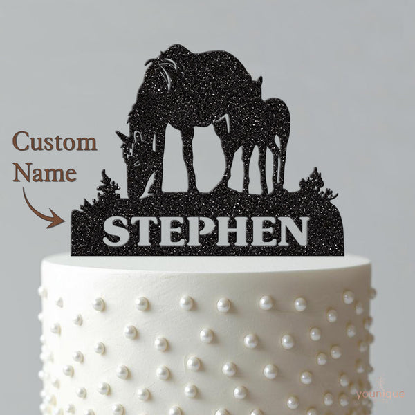 Personalised Horse and Foal Cake Topper – Name - view 4