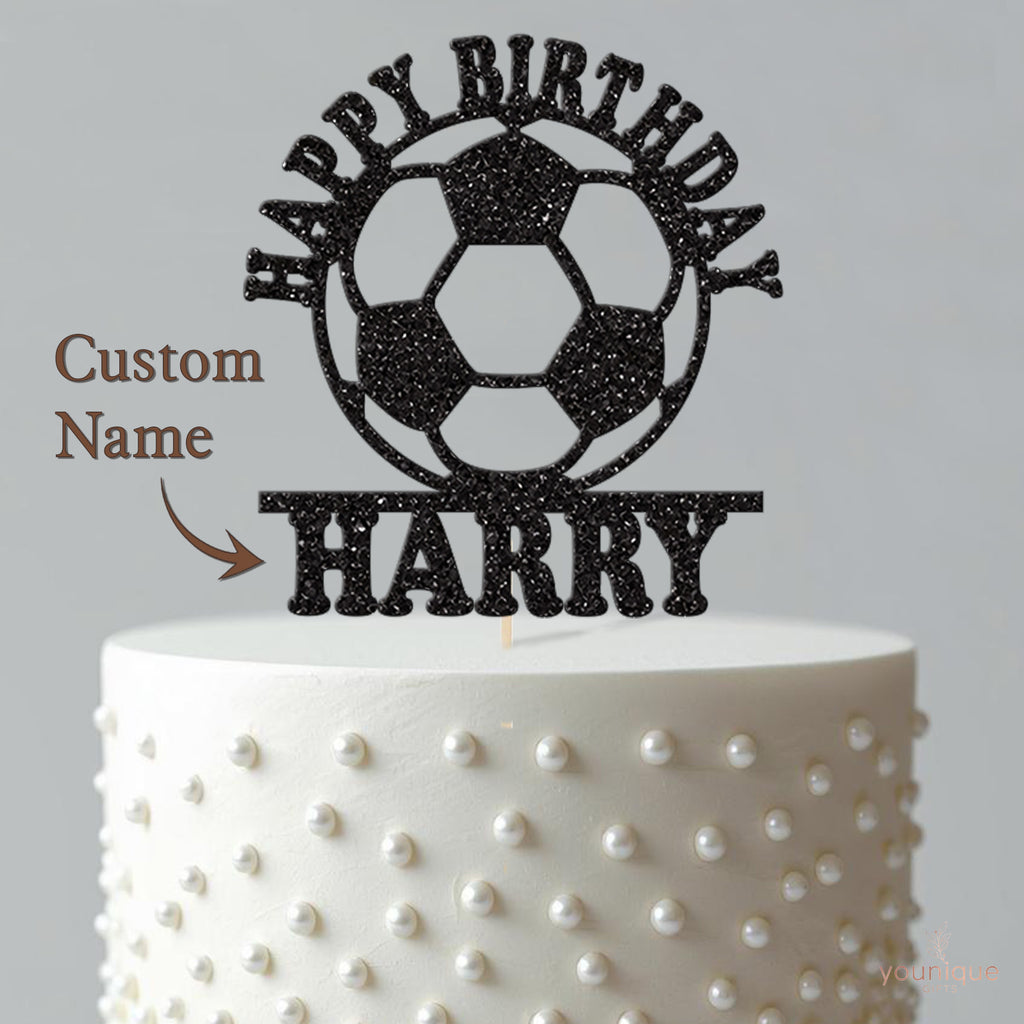 Personalised Football Happy Birthday Cake Topper – Name - view 4