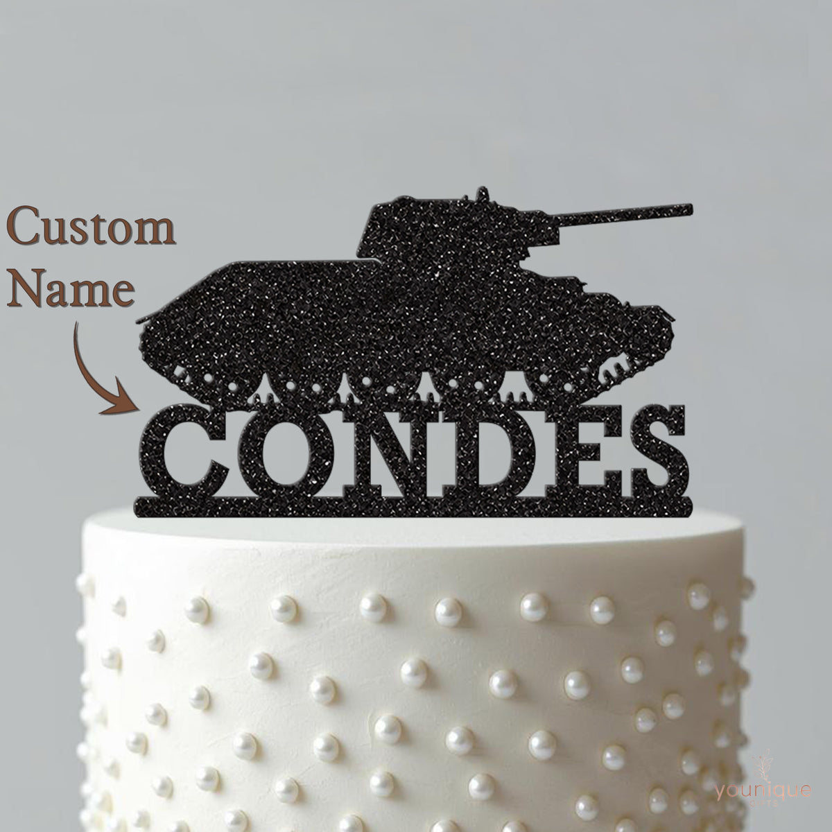 Personalised Tank Cake Topper – Name - view 4