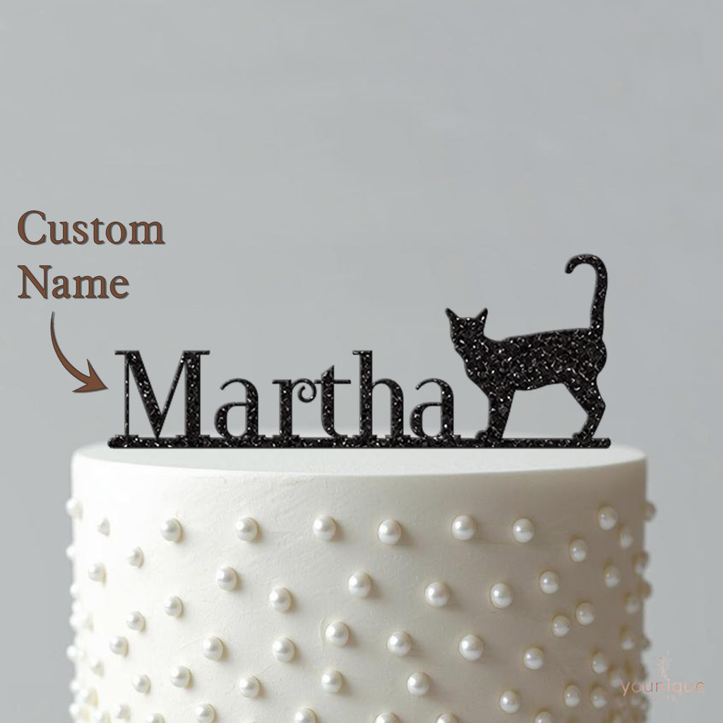 Personalised Standing Cat Cake Topper – Name - view 4