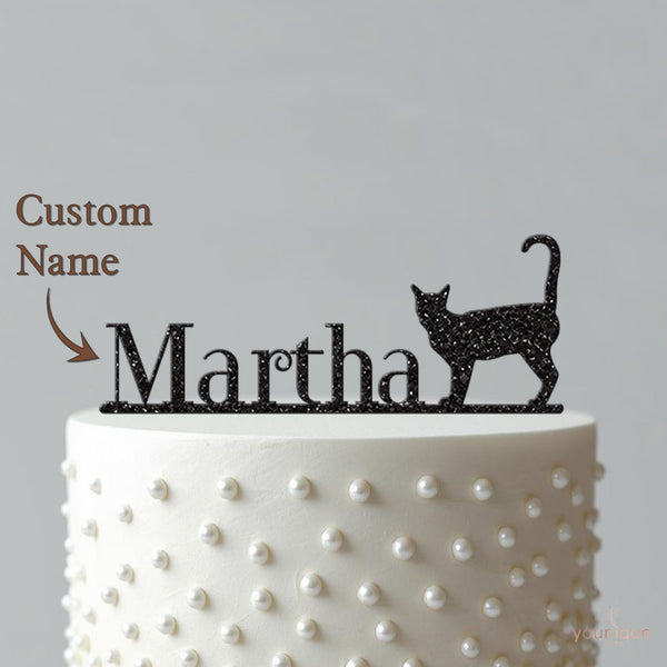 Personalised Standing Cat Cake Topper – Name - view 4