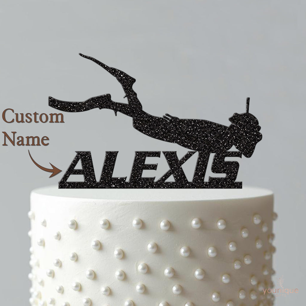 Personalised Snorkeller Cake Topper – Name - view 4