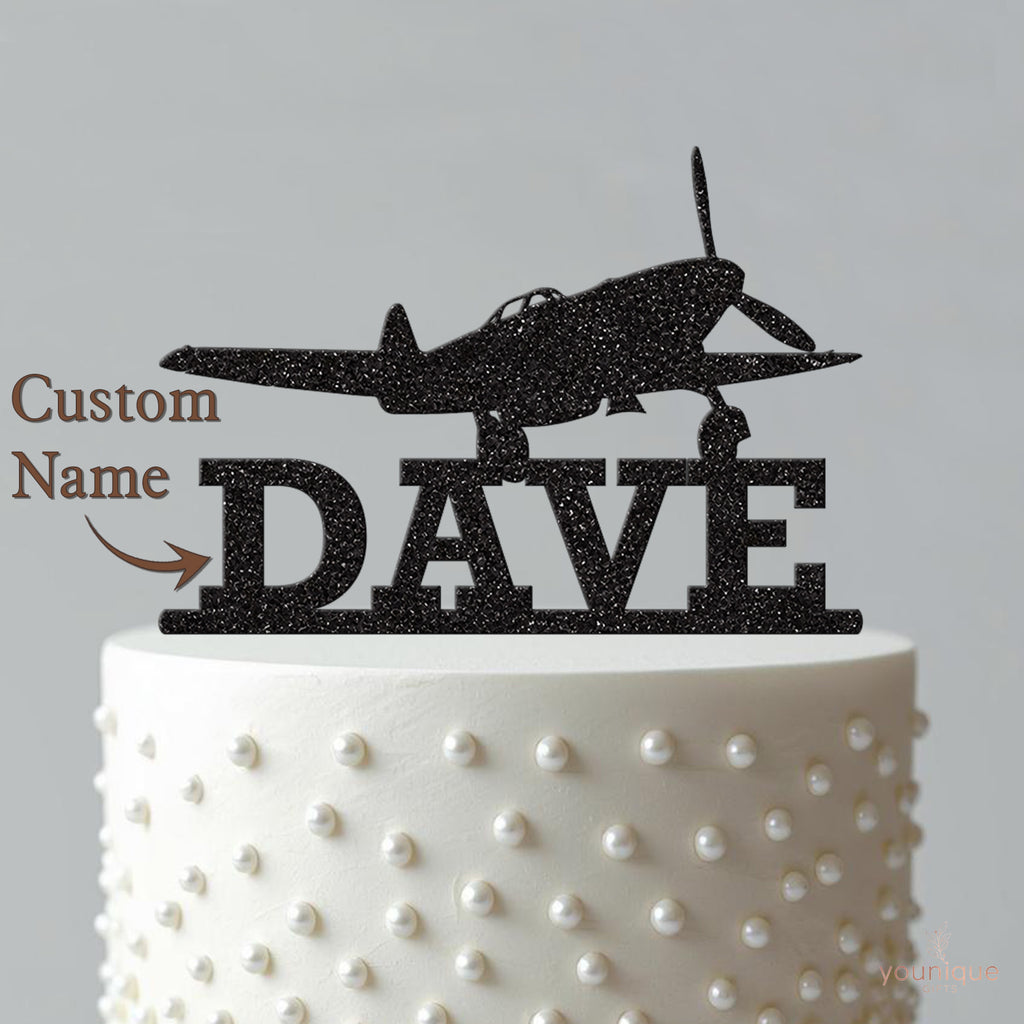 Personalised Propeller Plane Cake Topper – Name - view 4
