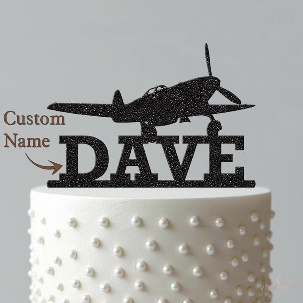 Personalised Propeller Plane Cake Topper – Name - view 4