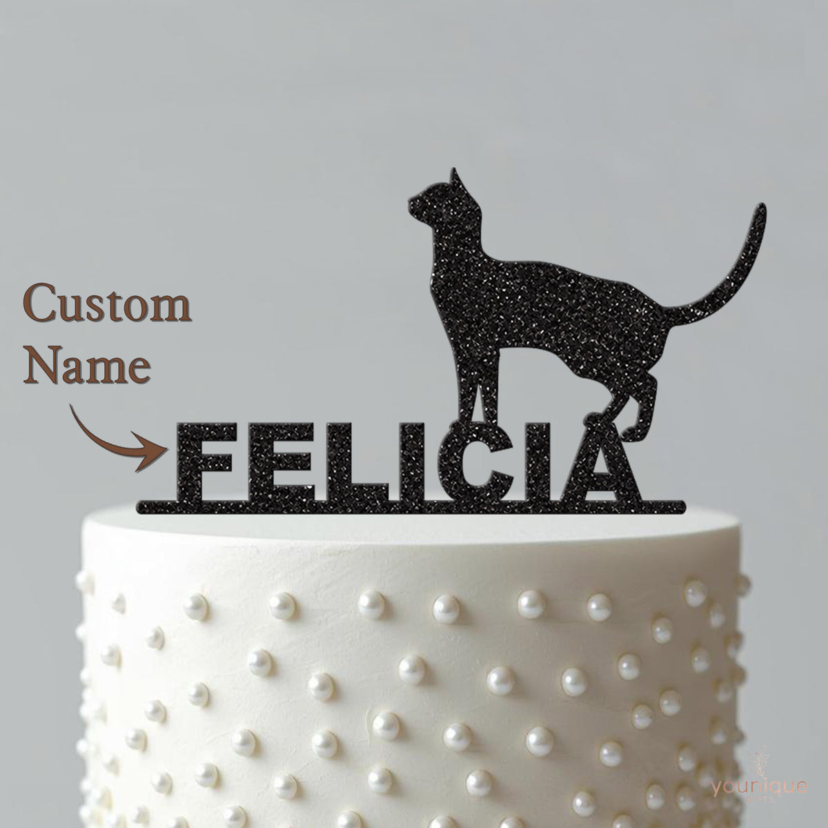 Personalised Cat Silhouette Cake Topper – Name - view 4