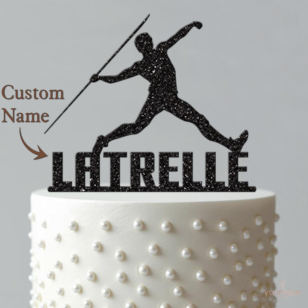 Personalised Javelin Thrower Cake Topper – Name - view 4