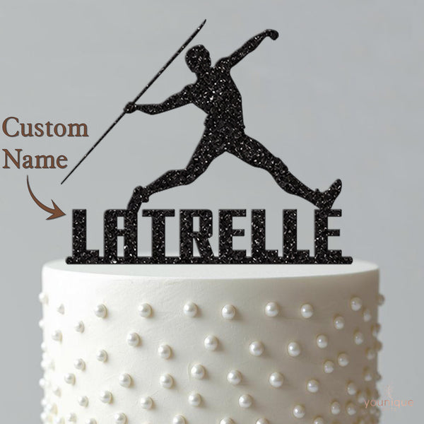 Personalised Javelin Thrower Cake Topper – Name - view 4