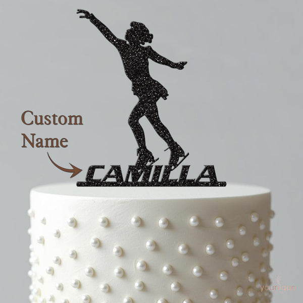 Personalised Female Ice Skater Cake Topper with Name - view 4