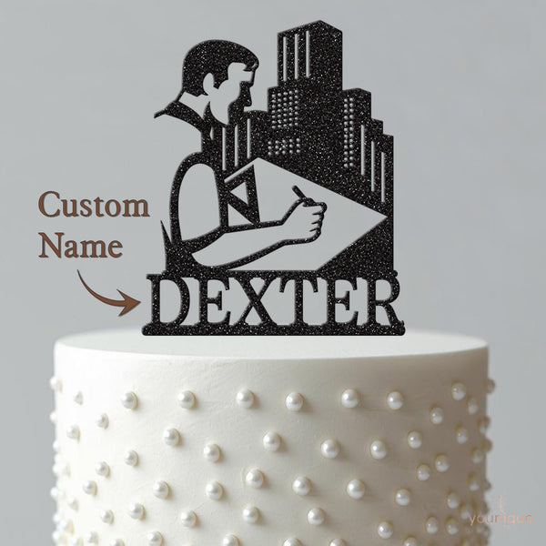 Personalised Architect Cake Topper with Name - view 4