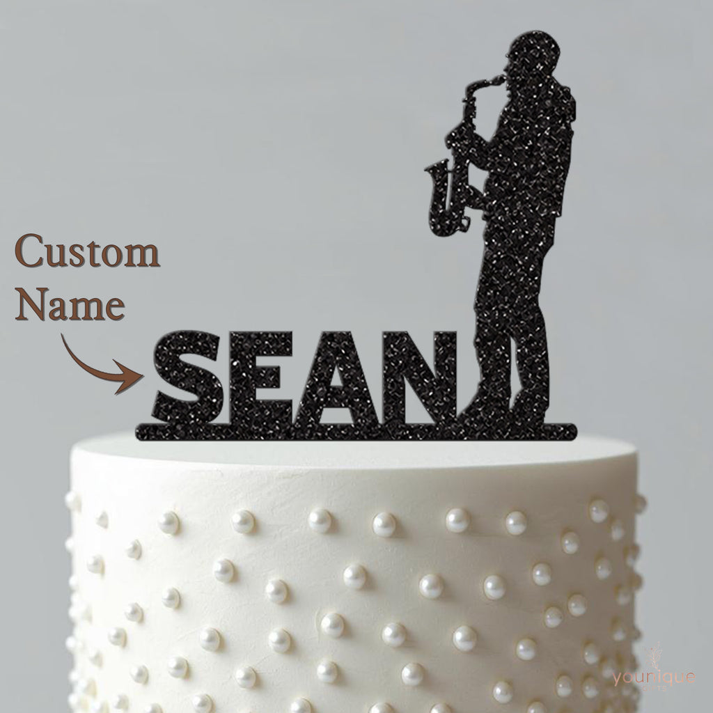 Personalised Saxophone Player Cake Topper with Name - view 4