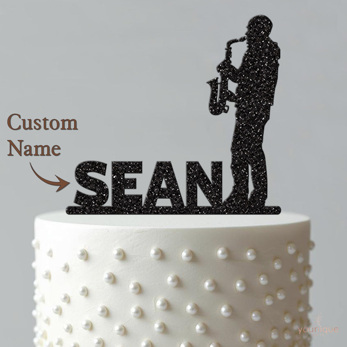 Personalised Saxophone Player Cake Topper with Name - view 4
