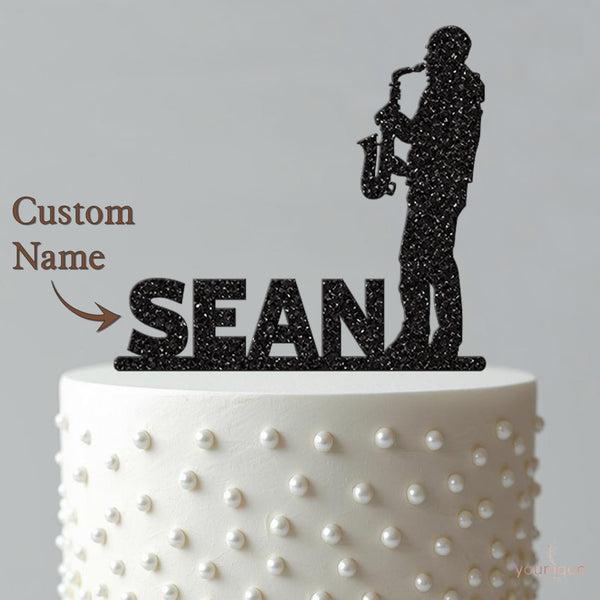 Personalised Saxophone Player Cake Topper with Name - view 4