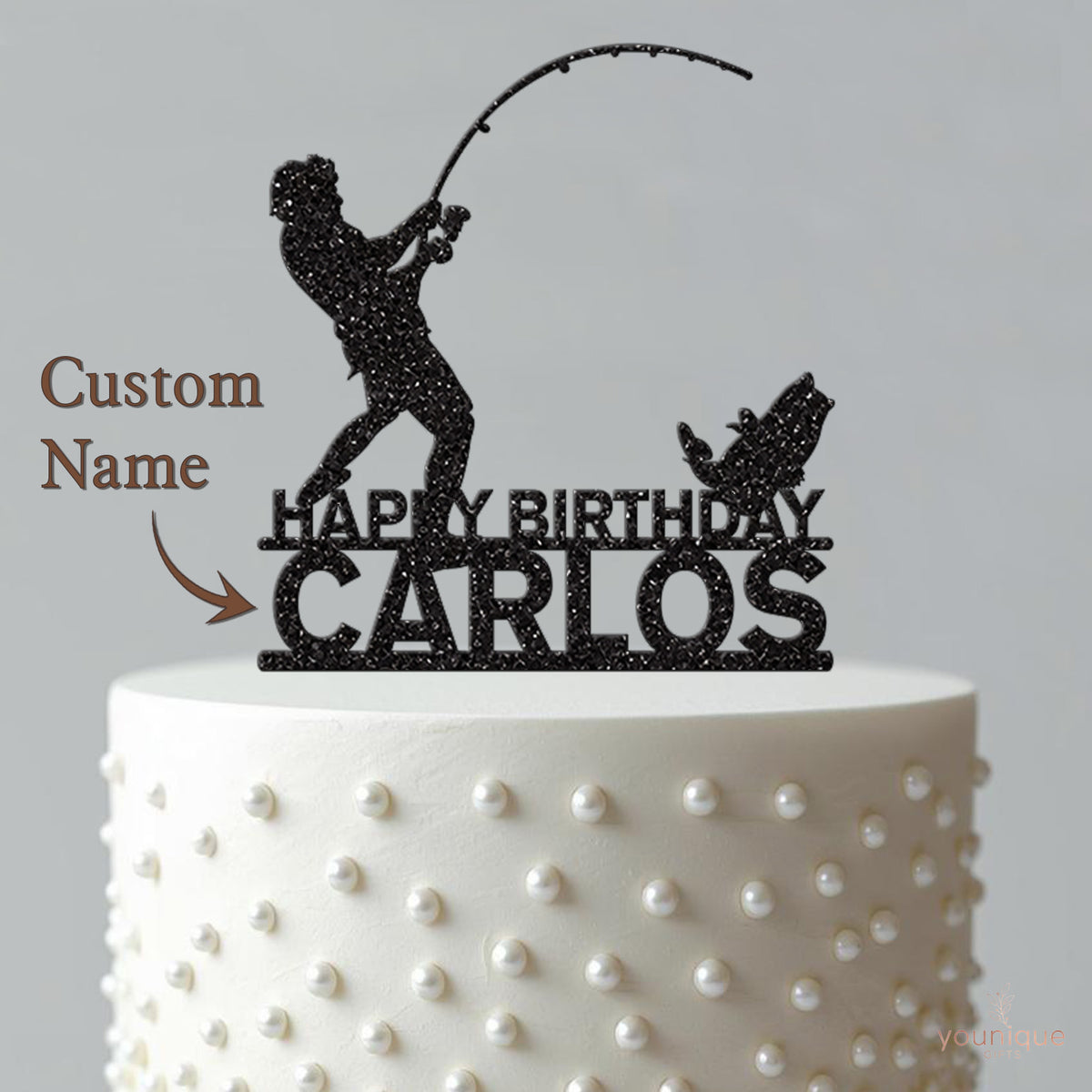 Personalised Fishing Birthday Cake Topper with Name - view 4