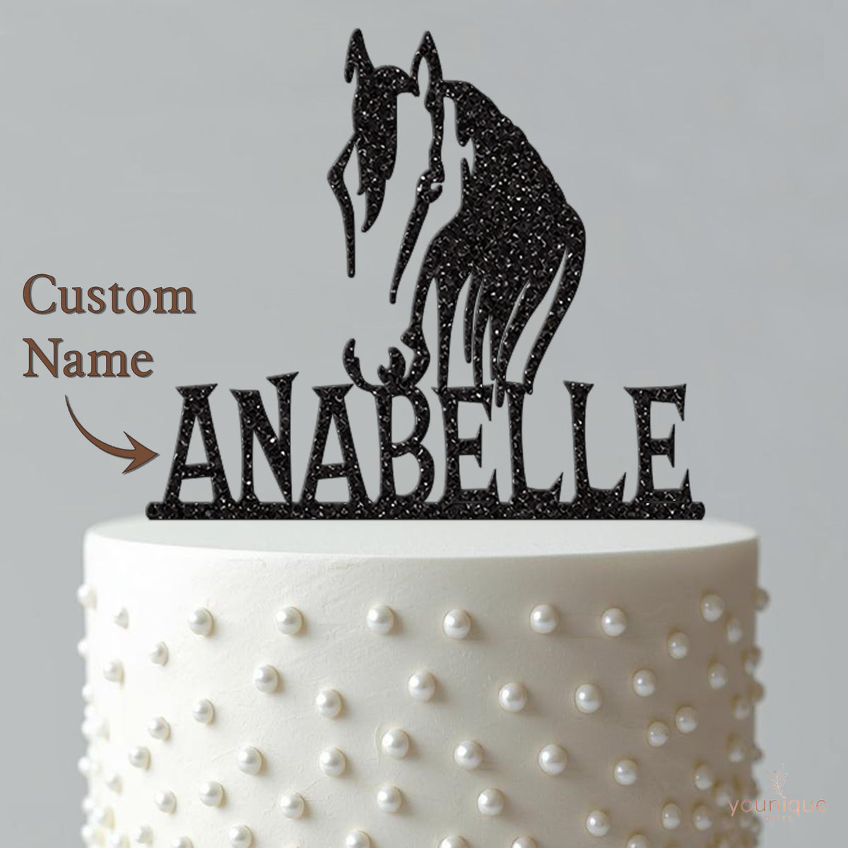 Personalised Horse Head Cake Topper with Name - view 4