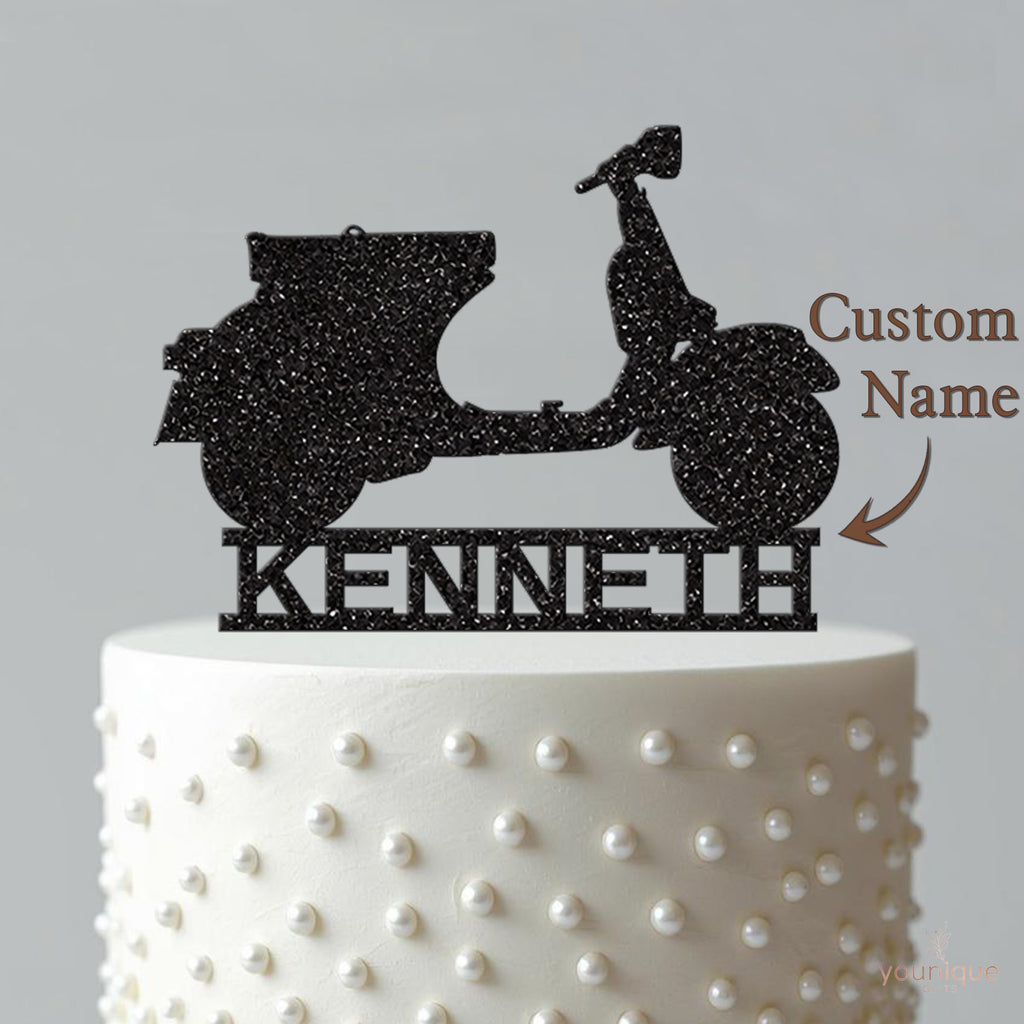 Personalised Retro Scooter Cake Topper with Name - view 4