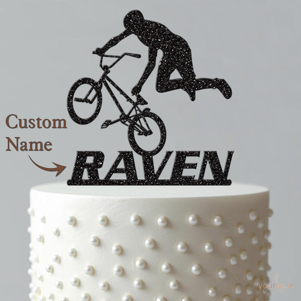 Personalised BMX Rider Cake Topper with Name - view 4