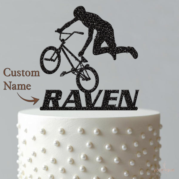 Personalised BMX Rider Cake Topper with Name - view 4