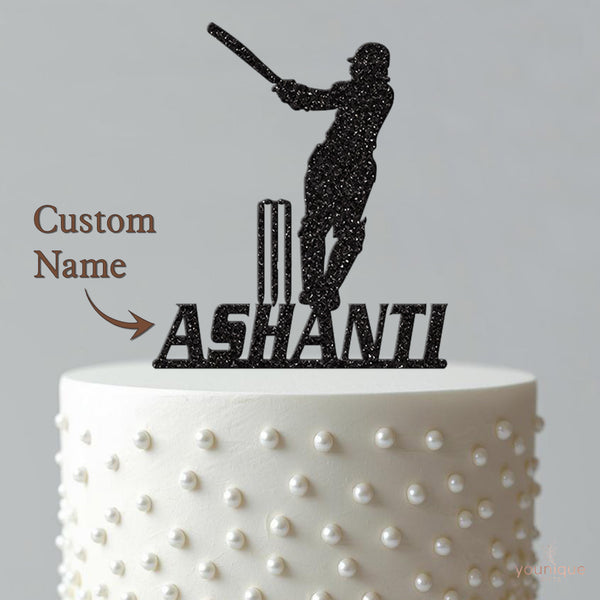 Personalised Cricket Player Cake Topper with Name - view 4