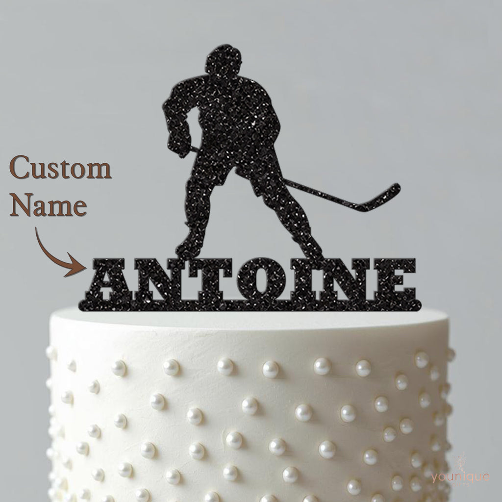 Personalised Hockey Player Cake Topper with Name - view 4