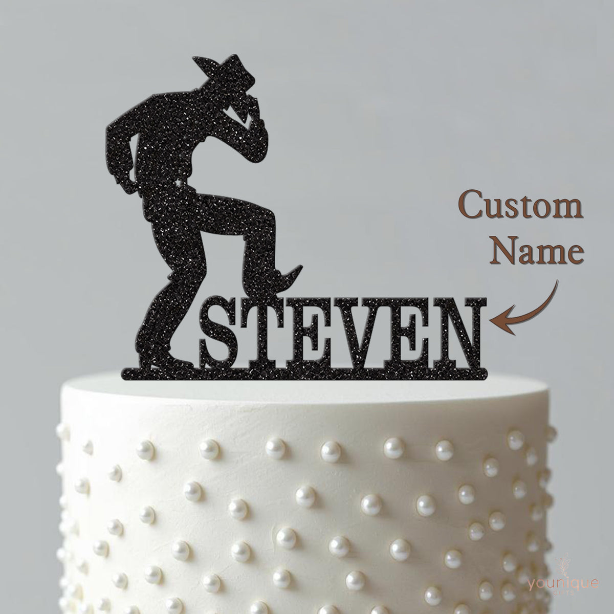 Personalised Dancing Cowboy Cake Topper with Name - view 4