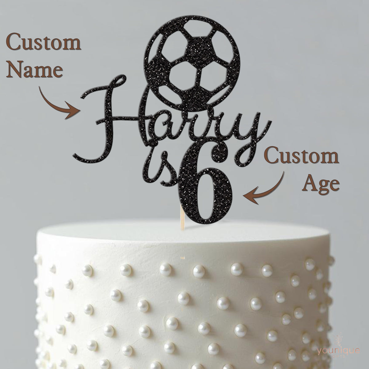 Personalised Football Birthday Cake Topper Any Age and Name - view 4