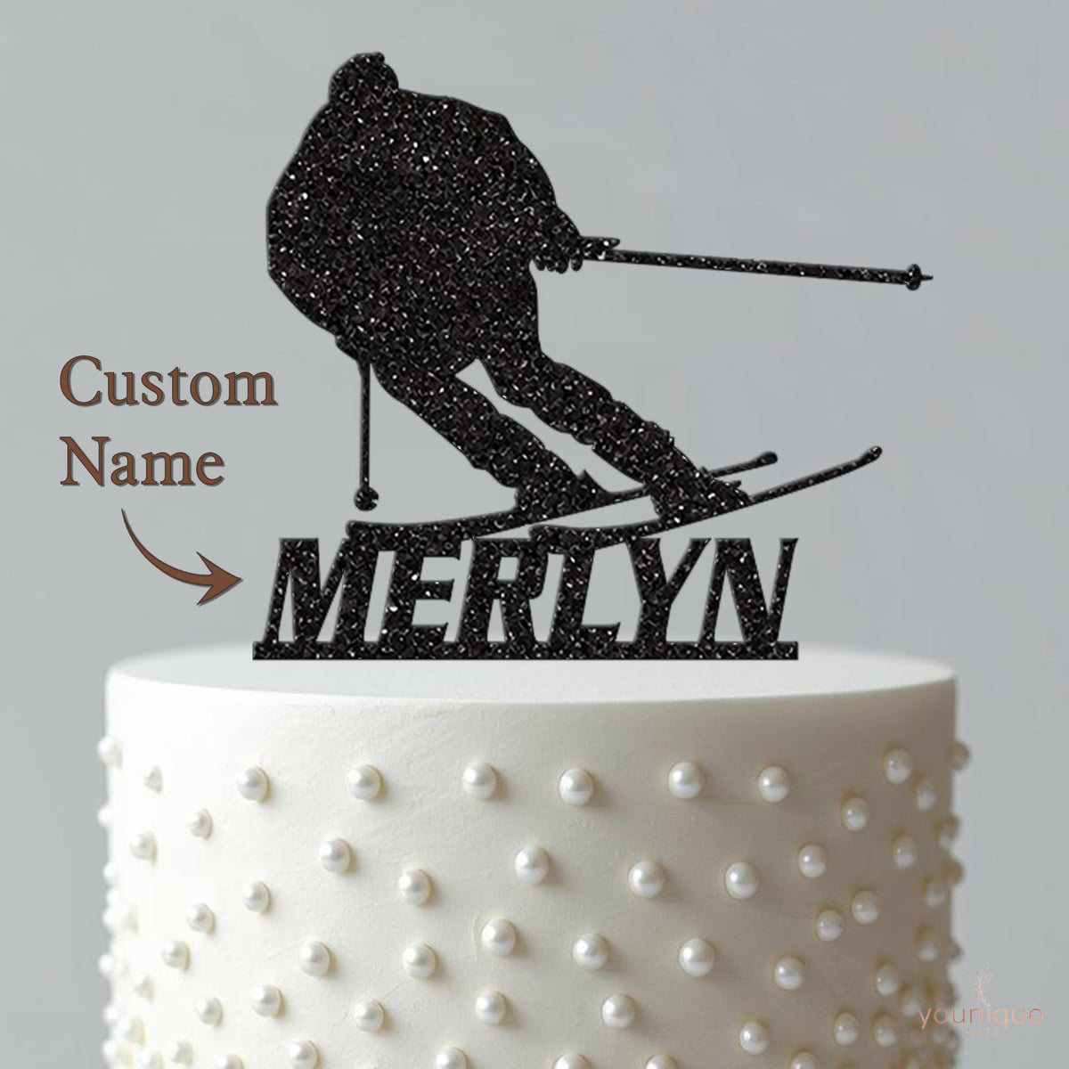 Personalised Skier Cake Topper with Name - view 4