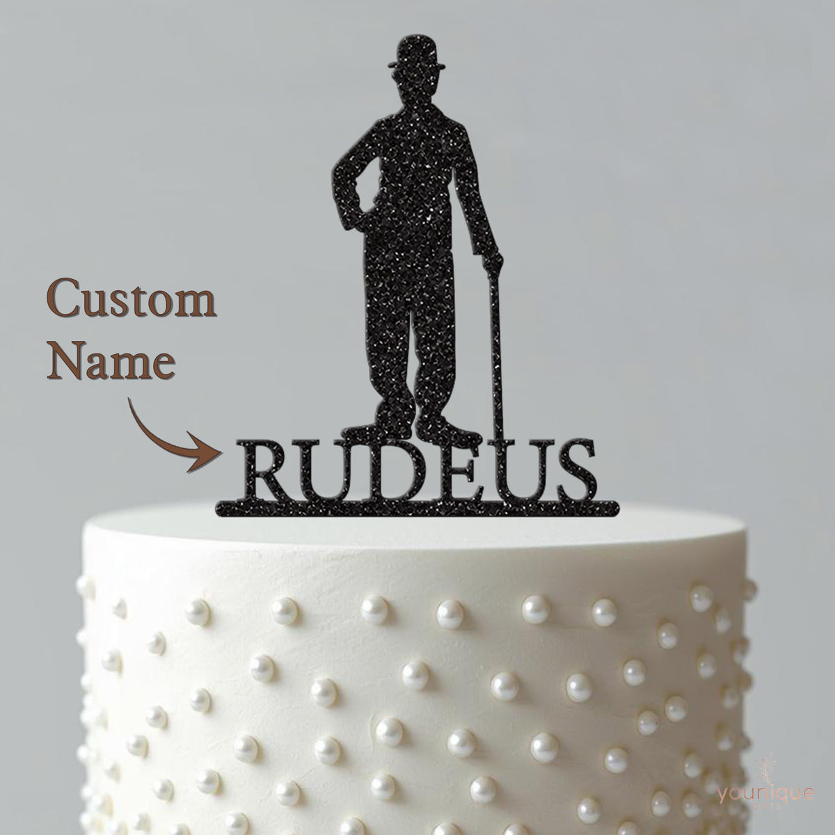 Personalised Charlie Chaplin Cake Topper – Name - view 4