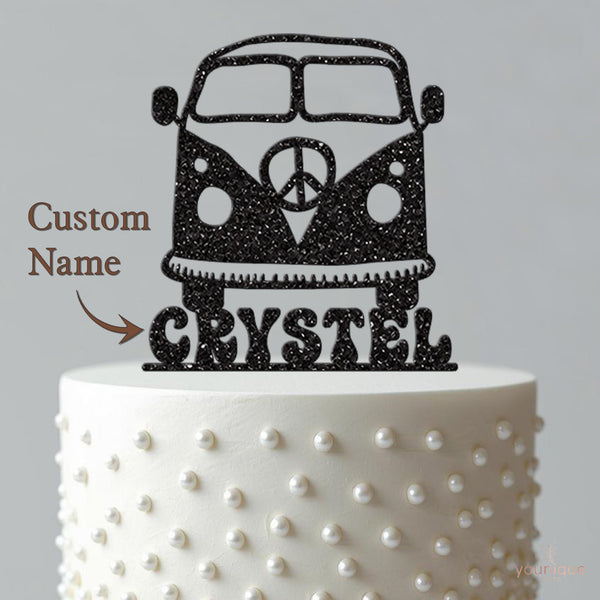 Personalised Retro Camper Van Cake Topper with Name - view 4