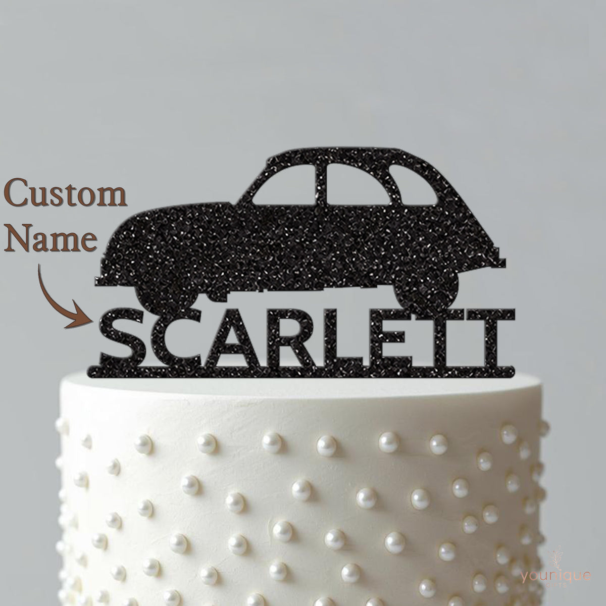 Personalised Retro Car Cake Topper with Name - view 4