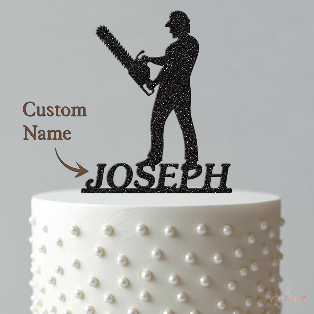 Personalised Chainsaw Operator Cake Topper – Name - view 4