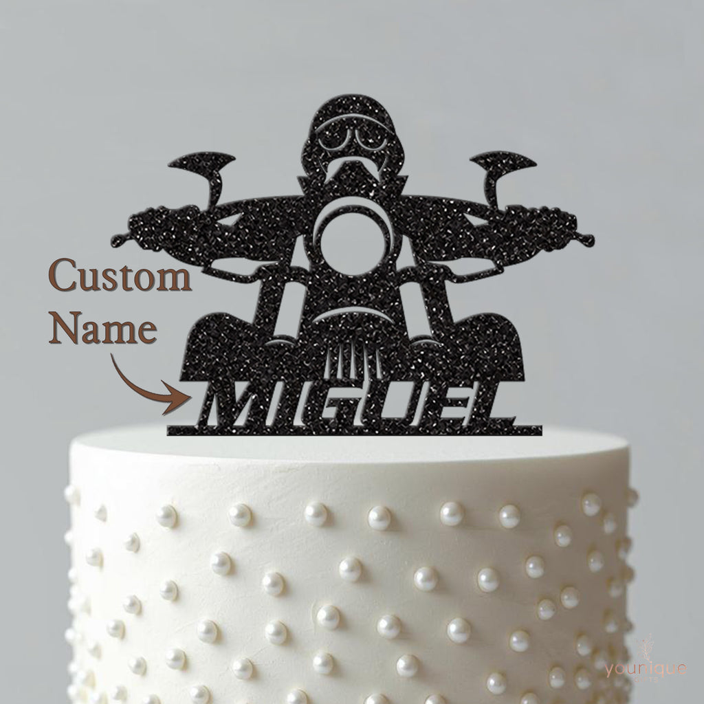 Personalised Motorbike Rider Cake Topper with Name - view 4