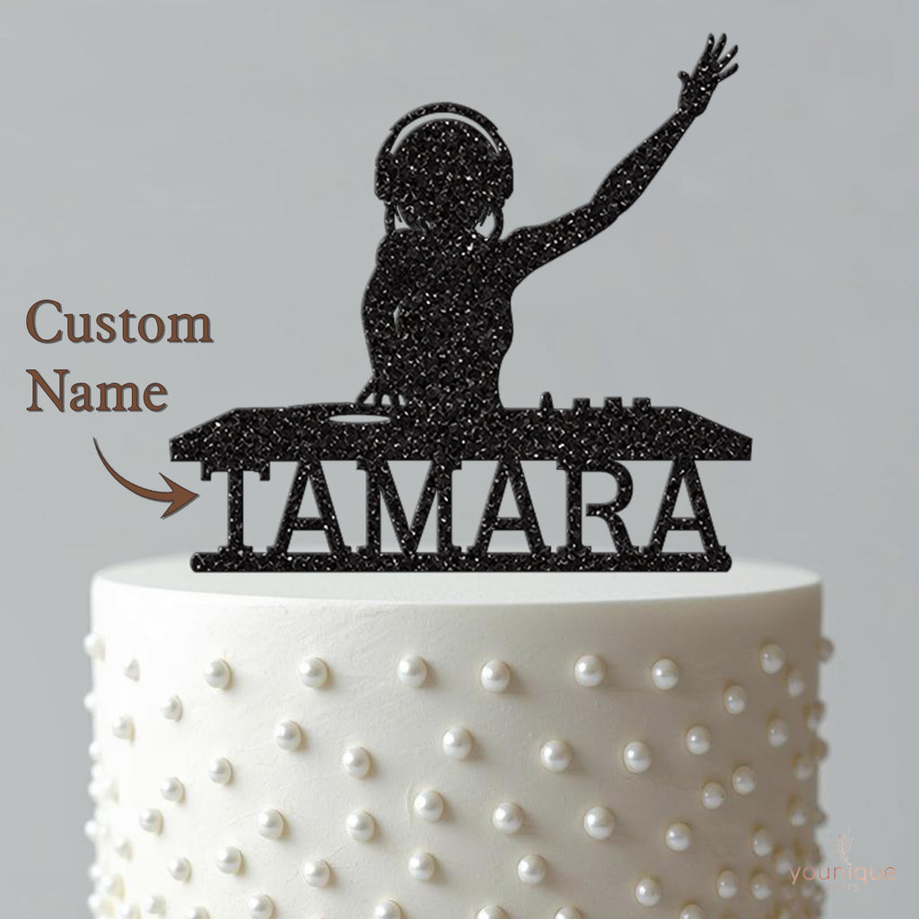 Personalised Female DJ Cake Topper with Name - view 4