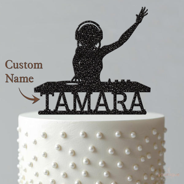Personalised Female DJ Cake Topper with Name - view 4