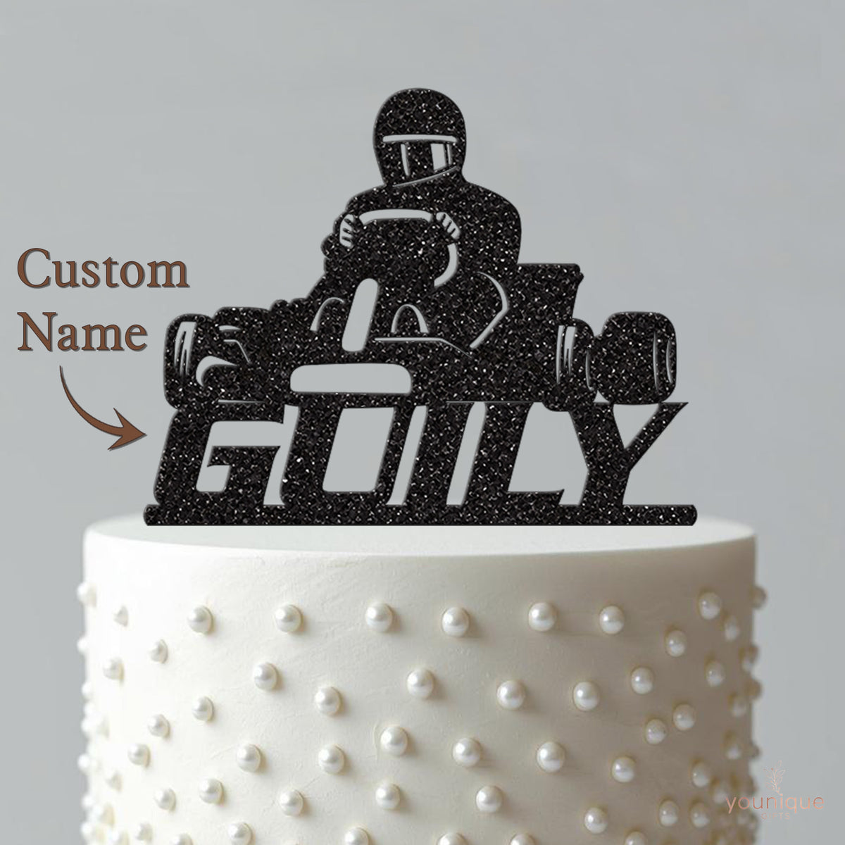Personalised Go Kart Racing Cake Topper with Name - view 4
