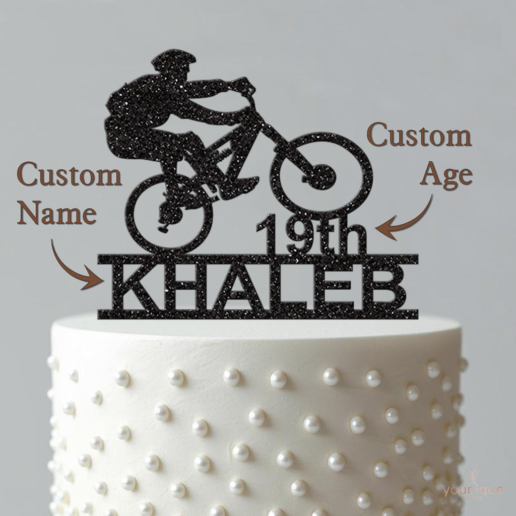 Personalised Mountain Biking Birthday Cake Topper Any Age and Name - view 4