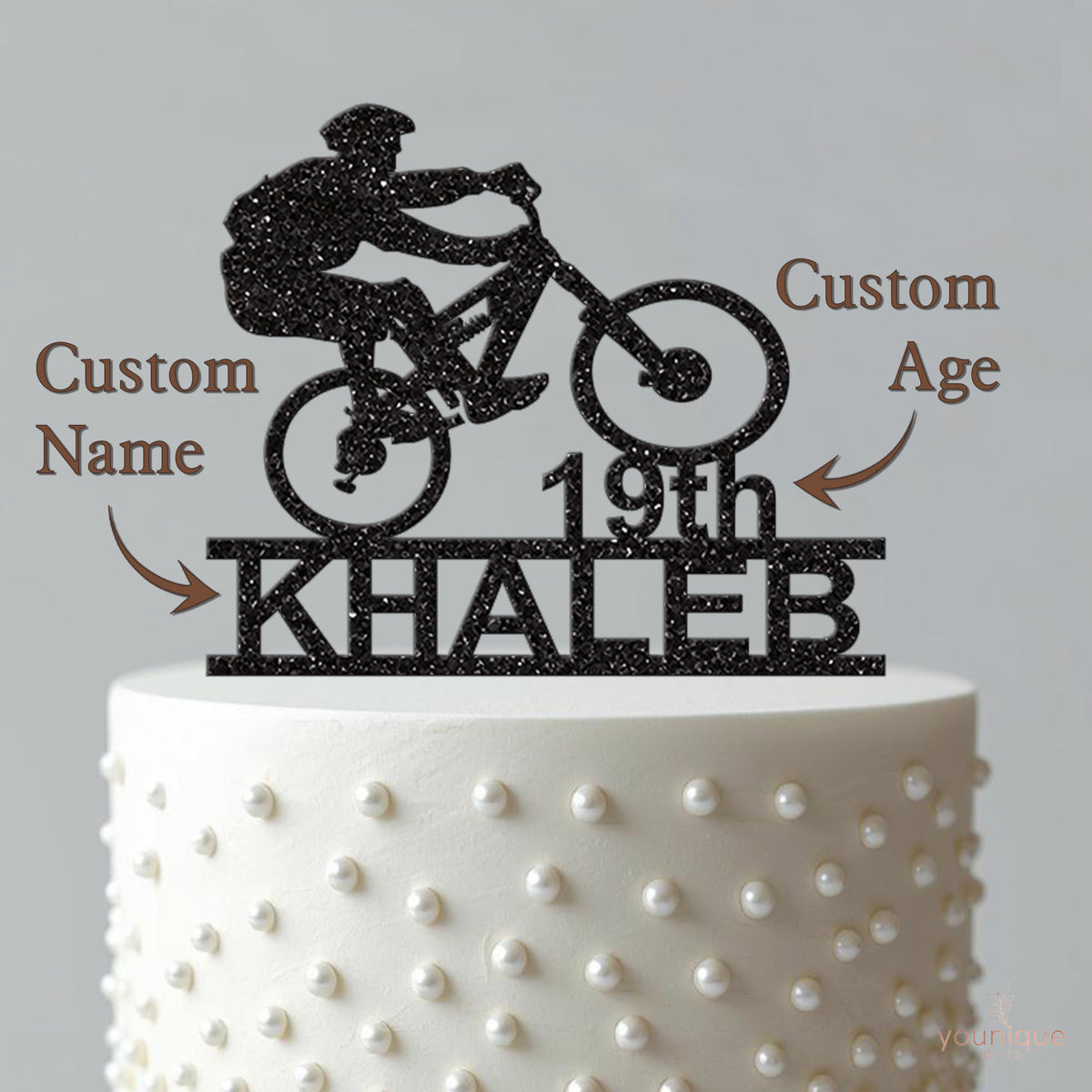 Personalised Mountain Biking Birthday Cake Topper Any Age and Name - view 4