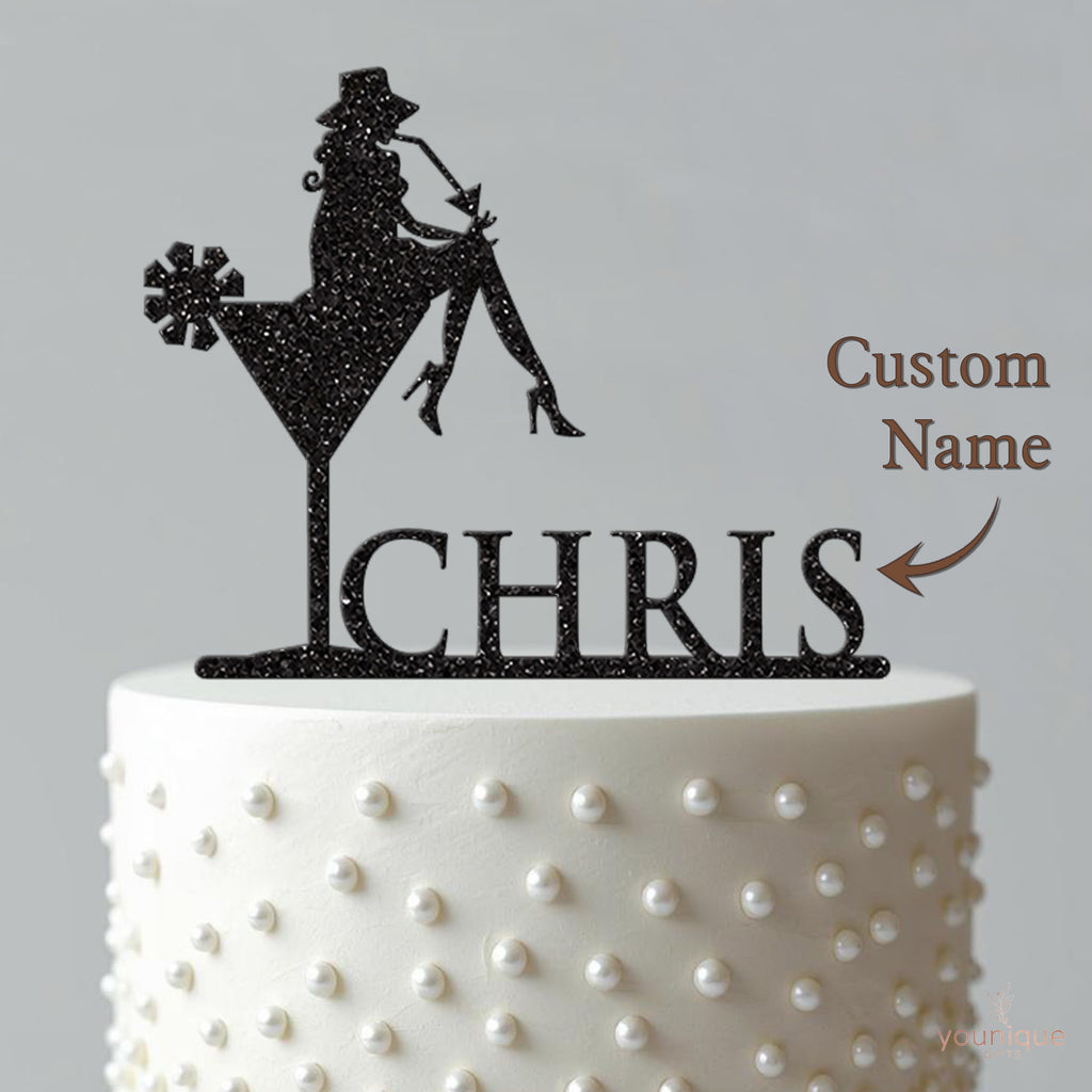 Personalised Cocktail Girl Cake Topper with Name - view 4