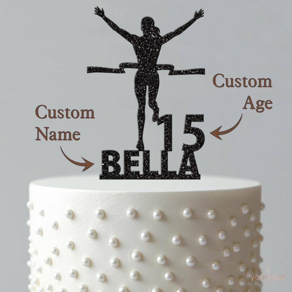 Personalised Female Runner Birthday Cake Topper Any Age and Name - view 4