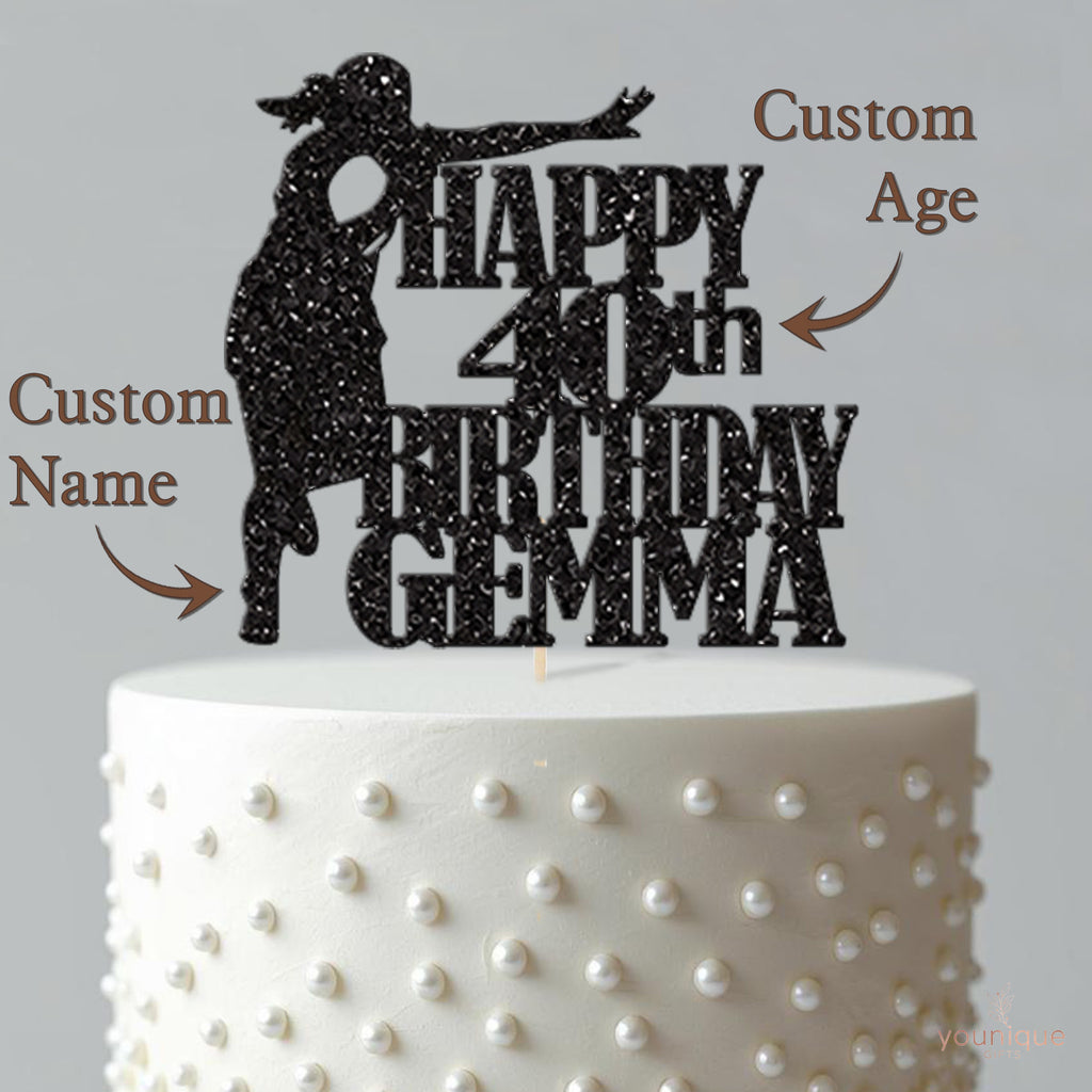 Personalised Female Rugby Player Birthday Cake Topper Any Age and Name - view 4