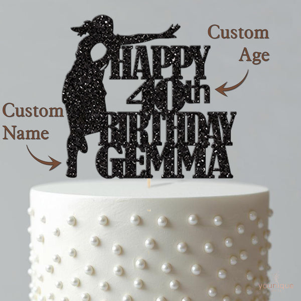 Personalised Female Rugby Player Birthday Cake Topper Any Age and Name - view 4