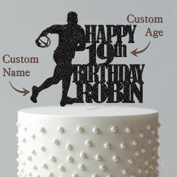 Personalised Rugby Player Birthday Cake Topper Any Age and Name - view 4