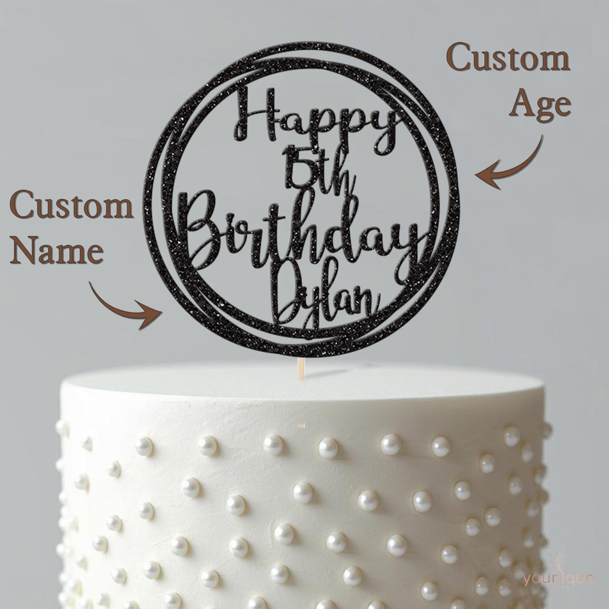 Personalised Circular Birthday Cake Topper Any Age and Name - view 4