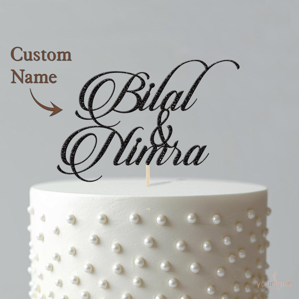 Personalised Elegant Couple Names Wedding Cake Topper - view 4