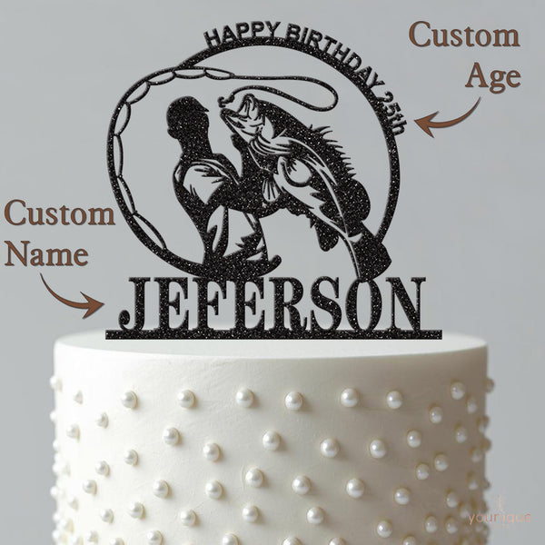 Personalised Fisherman Birthday Cake Topper Any Age and Name - view 4