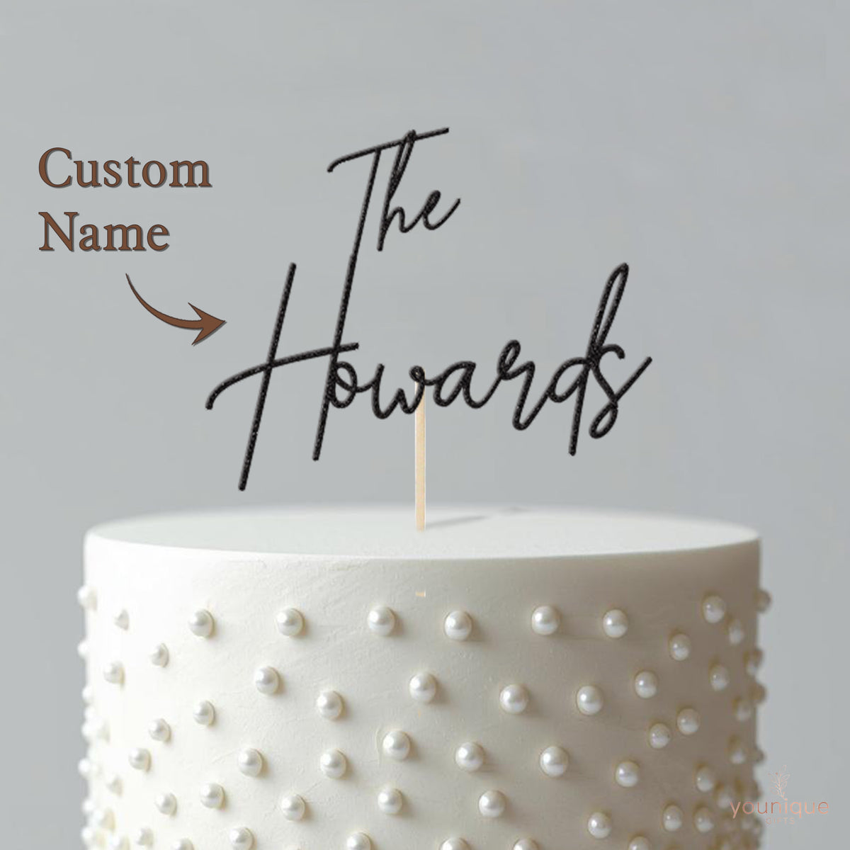 Personalised Family Name Script Wedding Cake Topper – Surname - view 4