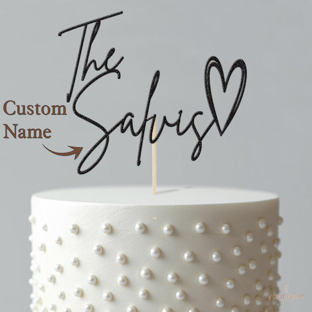 Personalised Family Surname Heart Wedding Cake Topper - view 4