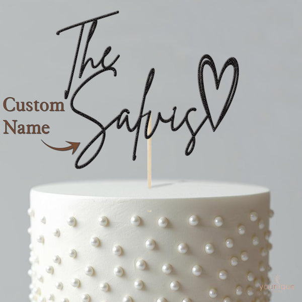 Personalised Family Surname Heart Wedding Cake Topper - view 4
