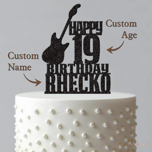 Personalised Electric Guitar Birthday Cake Topper Any Age and Name - view 4