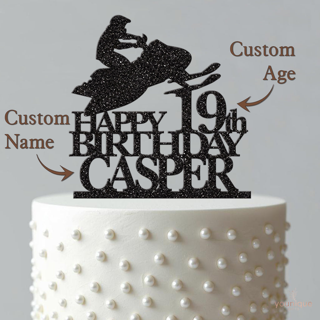 Personalised Snowmobile Birthday Cake Topper Any Age and Name - view 4