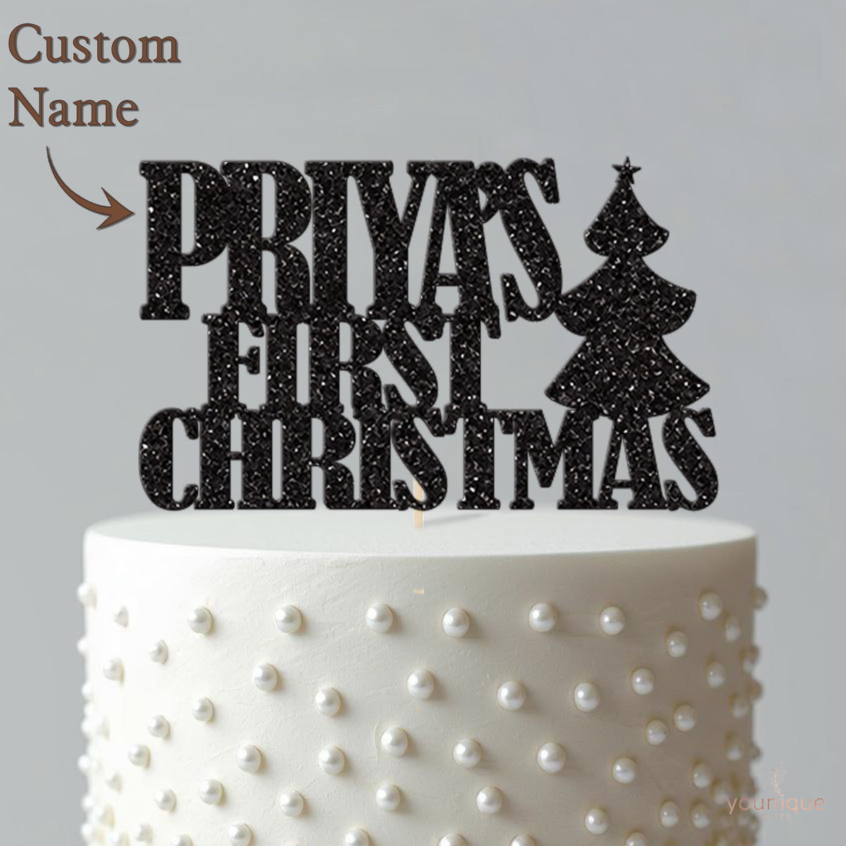Personalised First Christmas Tree Cake Topper with Name - view 4